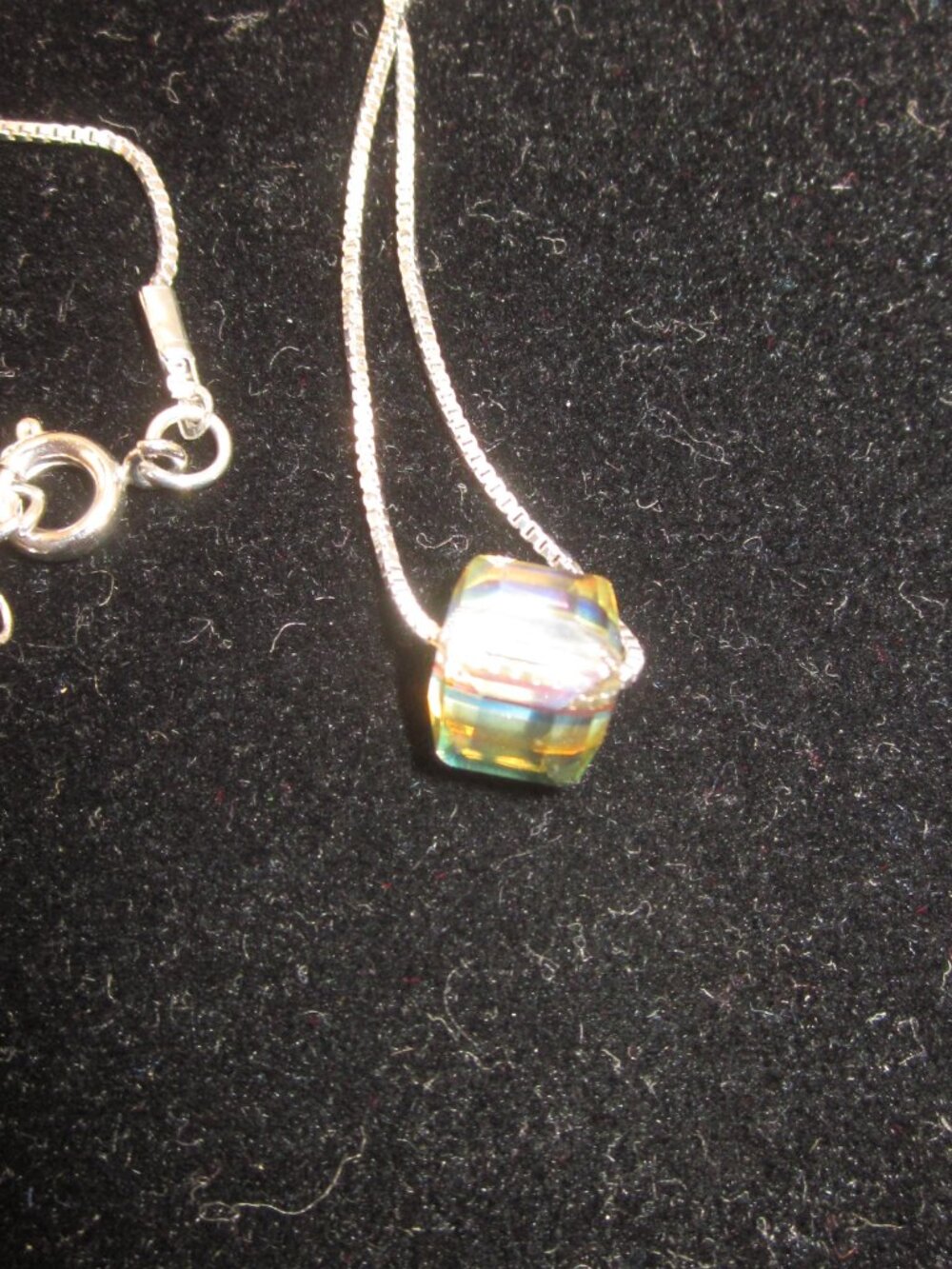 Glass Cube Silver Tone Necklace - Picture 2 of 2